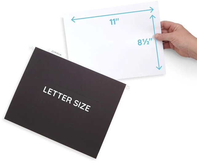Alt view image 4 of 6 - 25 Hanging File Folders, Letter Size, Black | Reinforced 12pt, 1/5 Cut Tabs, Plastic Tabs and Inserts Included, for Filing Cabinet, Home, and Office Use