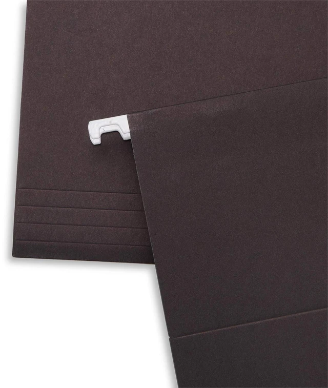 Alt view image 5 of 6 - 25 Hanging File Folders, Letter Size, Black | Reinforced 12pt, 1/5 Cut Tabs, Plastic Tabs and Inserts Included, for Filing Cabinet, Home, and Office Use