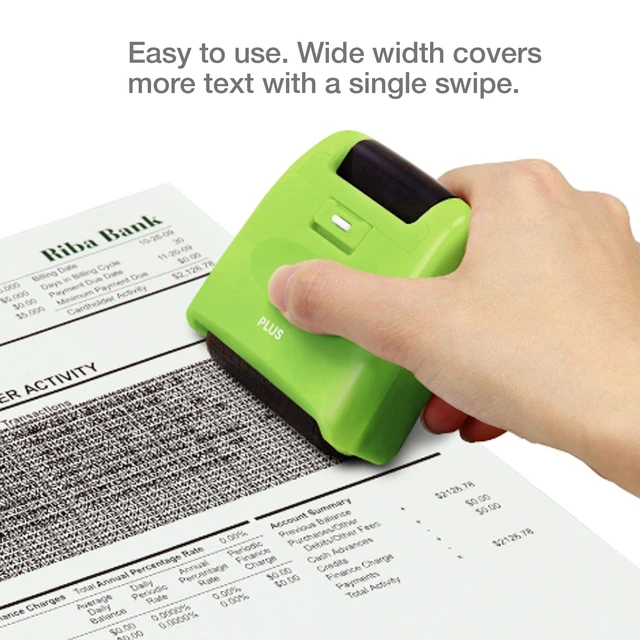 Alt view image 5 of 7 - Identity Theft Prevention Wide Roller Security Stamp Kit, Green