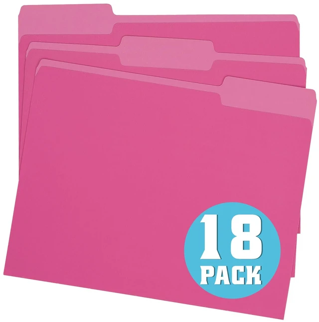 Main image of Pink File Folders 8.5x11 Inch,1/3 Cut Tab Colored File Folders Letter Size,School Business Office Folders for Document-18 Pack