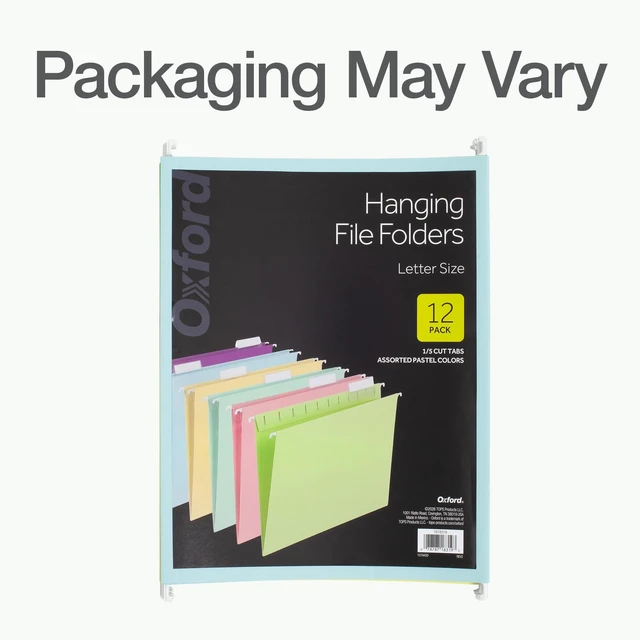 Alt view image 7 of 7 - Hanging File Folders, 12 Pack, Letter Size (8.5" x 11"), 6 Assorted Colors, 5 Tab Positions, Includes Tabs and Inserts, Hanging Files for Office and Document Organization