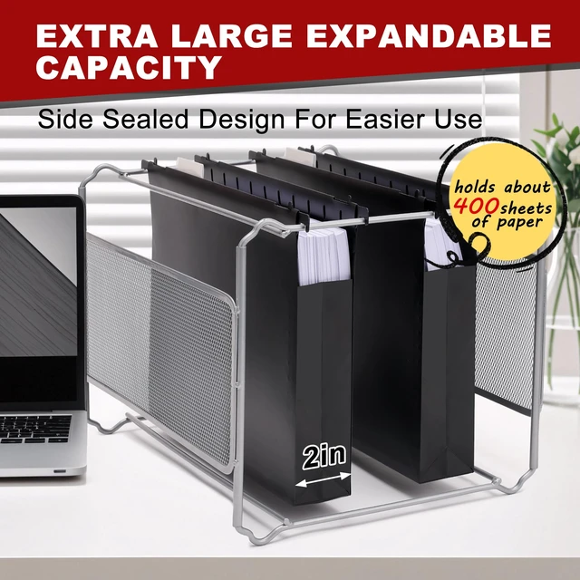 Alt view image 4 of 7 - 5 Pack Heavy Duty Plastic Hanging File Folders, Letter Size, Black | Water-Resistant & Durable, 2" Expandable Pockets, Adjustable Hanging Hooks, Extra Capacity, Ideal for File Cabinets, Drawers