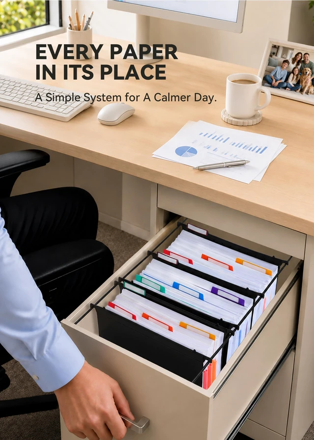 Alt view image 6 of 6 - Plastic Hanging File Folders, 4.8" Total Expansion, Letter, 6-Pack | 4 Accordion Pockets, Color-Coded Divider Tabs, Fits Most Letter-Size File Cabinets