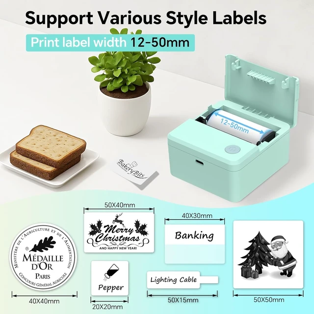 Alt view image 4 of 7 - Label Maker Machine with Tape Bluetooth Thermal Label Printer, Label Maker Machine,Mini Sticker Maker for Home, Office, School & Small Business, Includes 2 Rolls of Label Paper