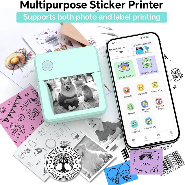 Alt view image 6 of 7 - Label Maker Machine with Tape Bluetooth Thermal Label Printer, Label Maker Machine,Mini Sticker Maker for Home, Office, School & Small Business, Includes 2 Rolls of Label Paper