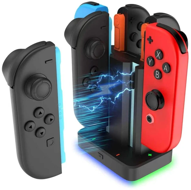 Main image of 6 in 1 Charging Dock for Nintendo Switch 1/2 JoyCon with RGB Light,Ergonomics & Magnetic Fast Charge,Type-C Prot,Charger Stand Station Compatible with Switch 1/2 Joy Con