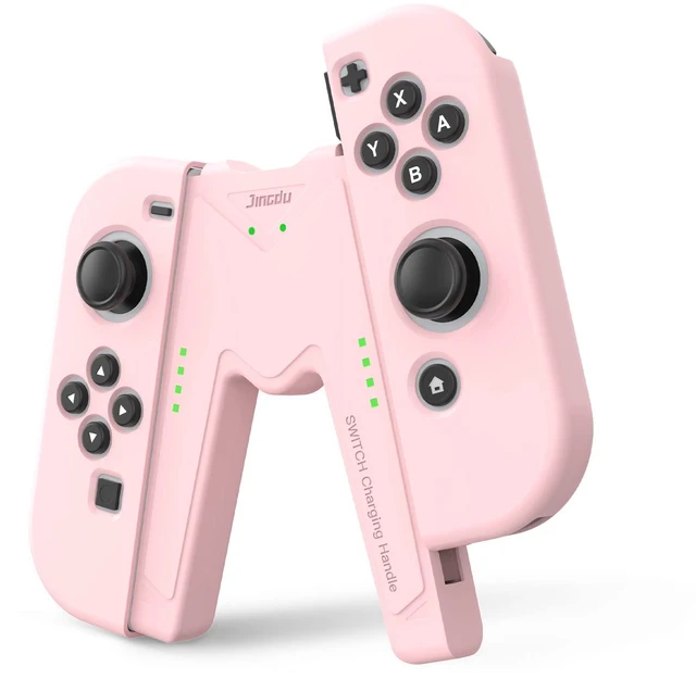 Main image of Switch Joy-Con Charging Grip Compatible with Nintendo Switch & OLED Model, V-Shaped Pink Gaming Charger with Indicators