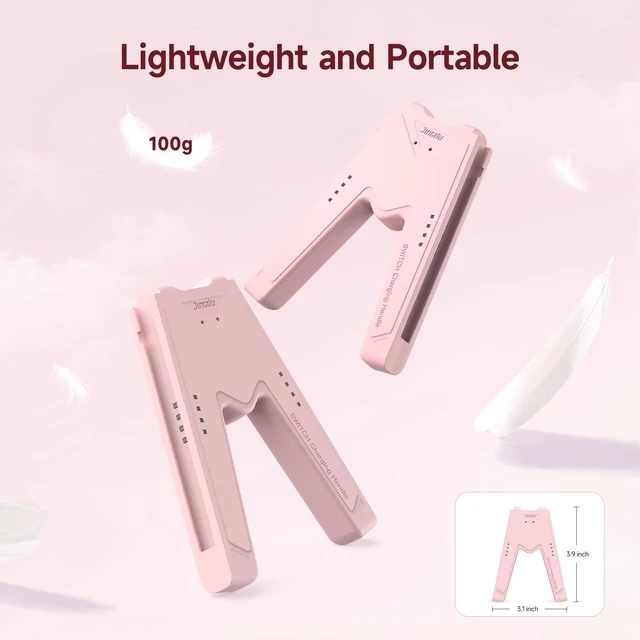 Alt view image 5 of 6 - Switch Joy-Con Charging Grip Compatible with Nintendo Switch & OLED Model, V-Shaped Pink Gaming Charger with Indicators