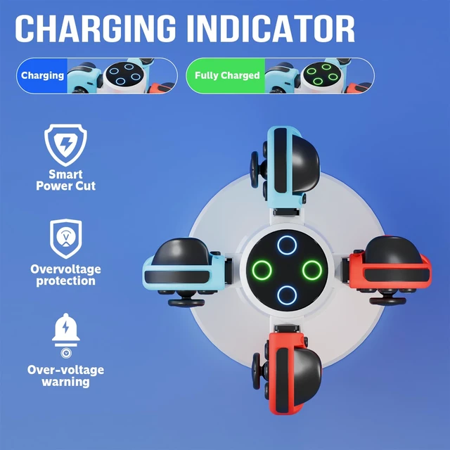 Alt view image 4 of 6 - Charging Dock for Switch 1 Controller Joycon,4-in-1 Joycon Charger,White | 4-in-1 Joycon Charger, Fast Charging Station, Including USB-C Cable