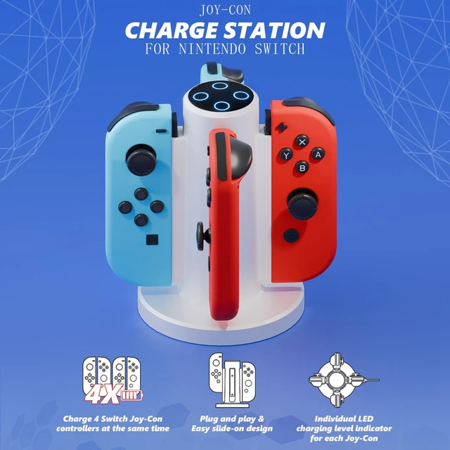 Alt view image 5 of 6 - Charging Dock for Switch 1 Controller Joycon,4-in-1 Joycon Charger,White | 4-in-1 Joycon Charger, Fast Charging Station, Including USB-C Cable