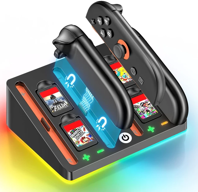 Main image of Switch 2 Controller Charger Docking Station for 2025 Nintendo Switch 2 Joycon, Fast & Ergonomics Magnetic Charging Dock Station with RGB Lighting & for S Witch 2 Controller for Nintendo 64 Consoles
