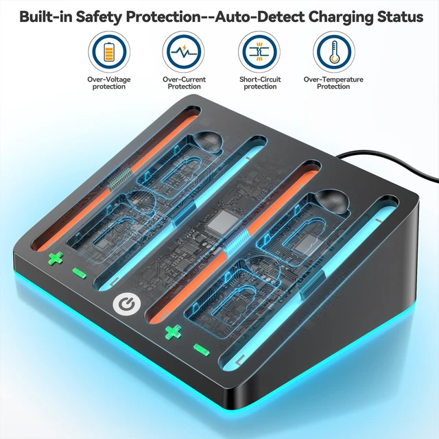 Alt view image 2 of 6 - Switch 2 Controller Charger Docking Station for 2025 Nintendo Switch 2 Joycon, Fast & Ergonomics Magnetic Charging Dock Station with RGB Lighting & for S Witch 2 Controller for Nintendo 64 Consoles