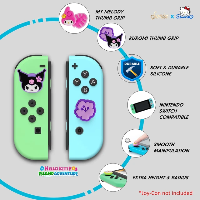 Alt view image 4 of 7 - Sanrio Silicone Thumb Grip Caps for Joy-Con | Compatible with Nintendo Switch 1/Switch Lite/OLED/Nintendo Switch 2 | 4 pcs (Kuromi & My Melody Island Adventure)