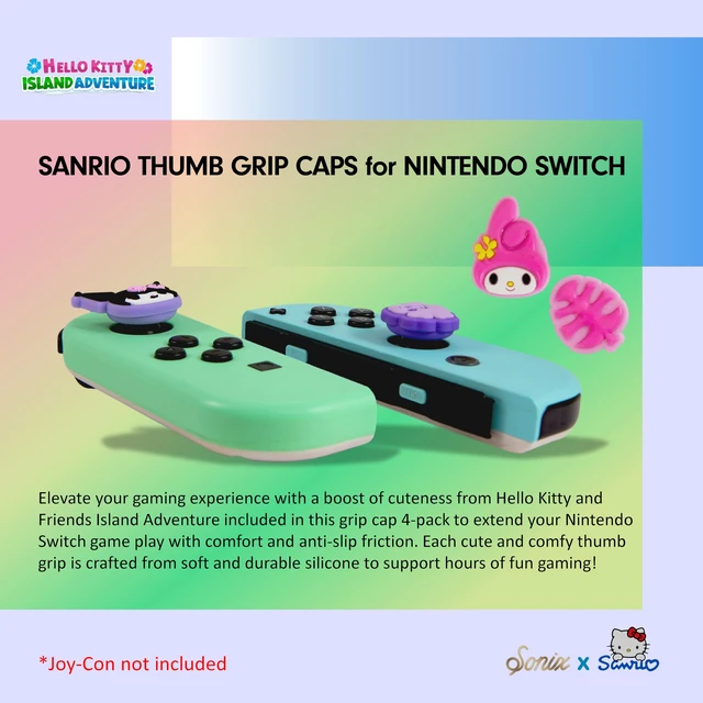 Alt view image 7 of 7 - Sanrio Silicone Thumb Grip Caps for Joy-Con | Compatible with Nintendo Switch 1/Switch Lite/OLED/Nintendo Switch 2 | 4 pcs (Kuromi & My Melody Island Adventure)