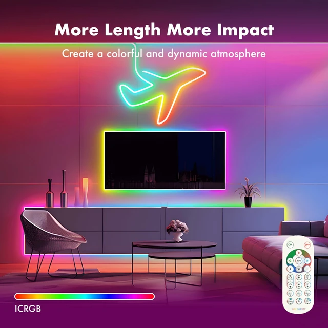Alt view image 2 of 7 - LED Lights for TV, 16.4FT 65inch RGB TV Lights Backlight Behind, Smart APP Remote Control, Music Sync Color Changing Strip Lights for Bedroom Gaming (USB Without Adapter)