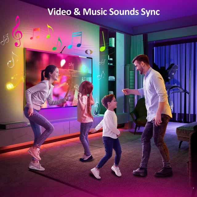 Alt view image 5 of 7 - LED Lights for TV, 16.4FT 65inch RGB TV Lights Backlight Behind, Smart APP Remote Control, Music Sync Color Changing Strip Lights for Bedroom Gaming (USB Without Adapter)