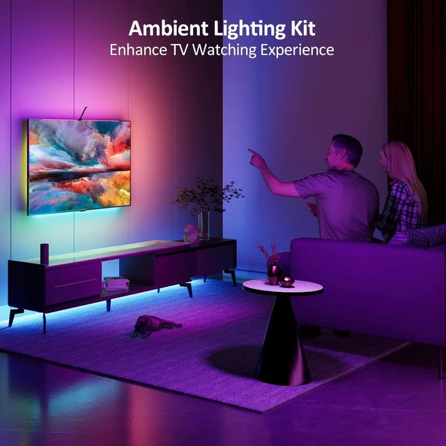 Alt view image 7 of 7 - LED Lights for TV, 16.4FT 65inch RGB TV Lights Backlight Behind, Smart APP Remote Control, Music Sync Color Changing Strip Lights for Bedroom Gaming (USB Without Adapter)