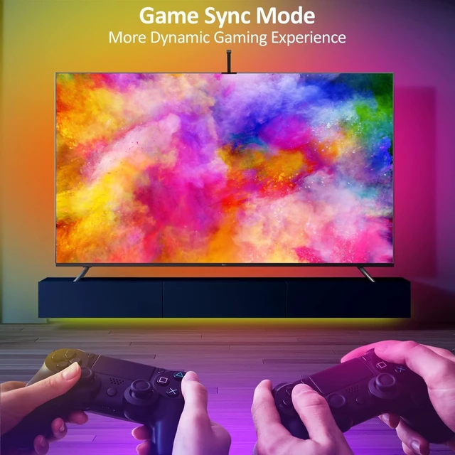 Alt view image 6 of 7 - LED Lights for TV, 16.4FT 65inch RGB TV Lights Backlight Behind, Smart APP Remote Control, Music Sync Color Changing Strip Lights for Bedroom Gaming (USB Without Adapter)