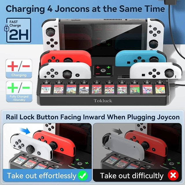 Alt view image 7 of 7 - Switch Docking Station for TV with Controller Charger, Replacement for Switch TV Dock with HDMI Adapter, SW Base Station Portable Charging Dock with 10 Game Slots