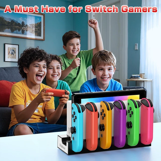 Alt view image 7 of 7 - Switch Controller Charger Dock for Nintendo Switch 1/OLED for 6 Joycons | Fast Charging Station for 6 Joycons, Stand for Nintendo Switch Dock Accessories, with LED Indicator & Extra USB 2.0 Port