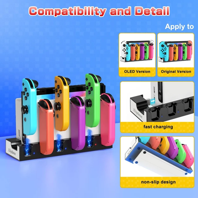 Alt view image 6 of 7 - Switch Controller Charger Dock for Nintendo Switch 1/OLED for 6 Joycons | Fast Charging Station for 6 Joycons, Stand for Nintendo Switch Dock Accessories, with LED Indicator & Extra USB 2.0 Port