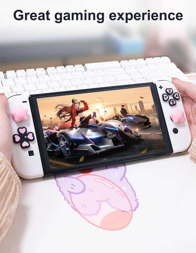 Alt view image 3 of 7 - Cross D-Pad Button Caps Thumb Grips Set, Compatible with Nintendo Switch/OLED/Lite, Cute Star 3D Soft Silicone ABXY Buttons Sticker Joystick Cover Caps, Black/Purple
