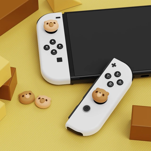 Alt view image 2 of 7 - Joystick Caps for Nintendo Switch, Thumbstick Caps for Switch Lite, Analog Cover for OLED Joycon Thumb Grips - Cozy Bear