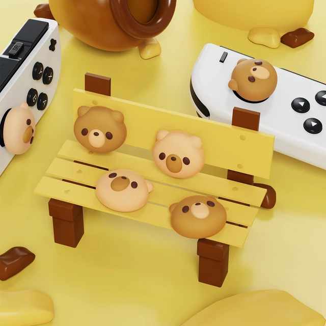 Alt view image 3 of 7 - Joystick Caps for Nintendo Switch, Thumbstick Caps for Switch Lite, Analog Cover for OLED Joycon Thumb Grips - Cozy Bear