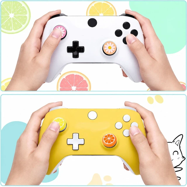 Alt view image 3 of 7 - 16 Pcs Thumb Grip Caps, Joystick Covers, Cute Analog Stick Caps | Replacement Fruit Lemon and Flower Design, Soft Silicone Cover, Compatible with Switch, Switch Lite and Joy-con Controller