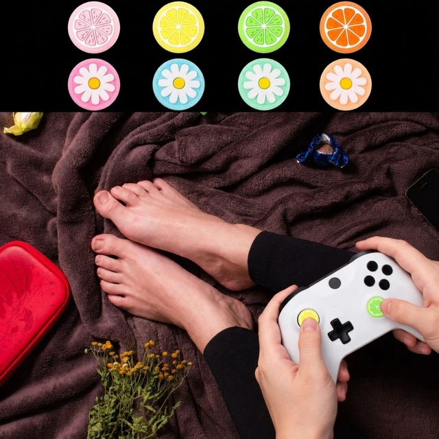 Alt view image 7 of 7 - 16 Pcs Thumb Grip Caps, Joystick Covers, Cute Analog Stick Caps | Replacement Fruit Lemon and Flower Design, Soft Silicone Cover, Compatible with Switch, Switch Lite and Joy-con Controller