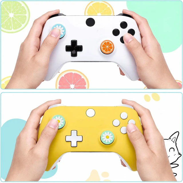 Alt view image 3 of 7 - 24 Pieces Replacement Soft Silicone Cat Paw Flower and Fruit Lemon Design Thumb Grip Caps Analog Stick Cover Joystick Cap Luminous Cover Compatible with Nintendo Switch/Switch Lite Controller