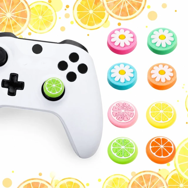 Alt view image 4 of 7 - 24 Pieces Replacement Soft Silicone Cat Paw Flower and Fruit Lemon Design Thumb Grip Caps Analog Stick Cover Joystick Cap Luminous Cover Compatible with Nintendo Switch/Switch Lite Controller