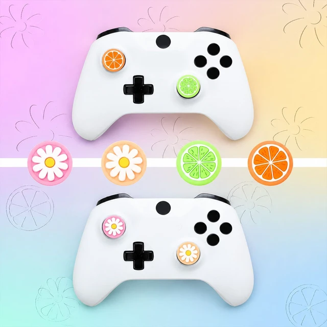Alt view image 5 of 7 - 24 Pieces Replacement Soft Silicone Cat Paw Flower and Fruit Lemon Design Thumb Grip Caps Analog Stick Cover Joystick Cap Luminous Cover Compatible with Nintendo Switch/Switch Lite Controller