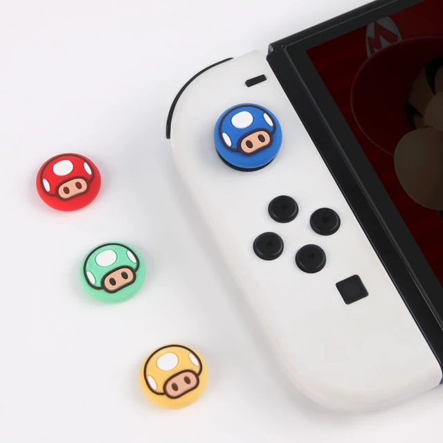 Alt view image 2 of 6 - Cute Thumb Grip Caps Compatible with Nintendo Switch Joy-con/OLED/Switch Lite, Kawaii Joystick Cap Grip 4PCS Soft Silicone Protective Ergonomic Button Cover, Red