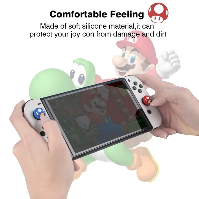 Alt view image 4 of 6 - Cute Thumb Grip Caps Compatible with Nintendo Switch Joy-con/OLED/Switch Lite, Kawaii Joystick Cap Grip 4PCS Soft Silicone Protective Ergonomic Button Cover, Red