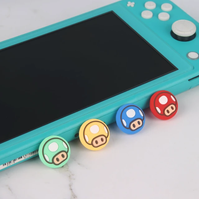 Alt view image 5 of 6 - Cute Thumb Grip Caps Compatible with Nintendo Switch Joy-con/OLED/Switch Lite, Kawaii Joystick Cap Grip 4PCS Soft Silicone Protective Ergonomic Button Cover, Red