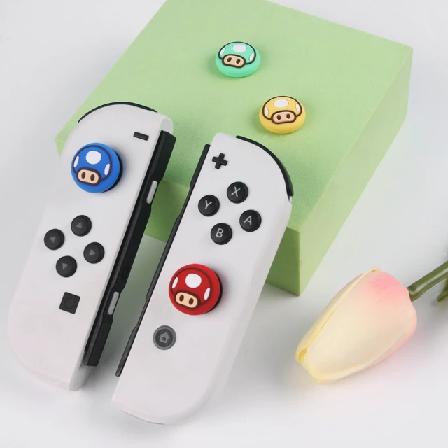 Alt view image 6 of 6 - Cute Thumb Grip Caps Compatible with Nintendo Switch Joy-con/OLED/Switch Lite, Kawaii Joystick Cap Grip 4PCS Soft Silicone Protective Ergonomic Button Cover, Red
