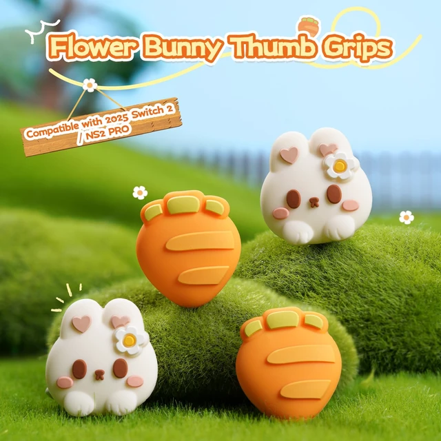 Alt view image 2 of 7 - 4PCS Thumb Grip Caps for Switch 2, Cute Silicone Joystick Caps Soft Thumbstick Cover Compatible with Switch 2025 - Rabbit & Carrot