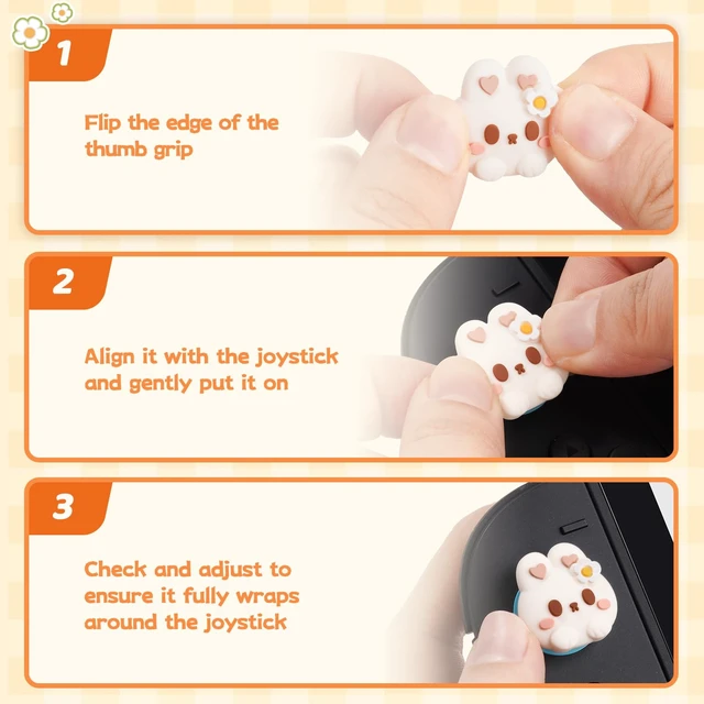 Alt view image 3 of 7 - 4PCS Thumb Grip Caps for Switch 2, Cute Silicone Joystick Caps Soft Thumbstick Cover Compatible with Switch 2025 - Rabbit & Carrot
