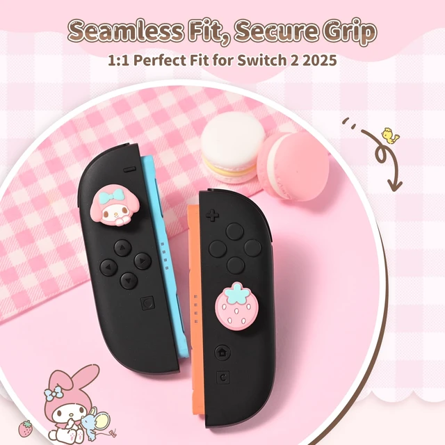 Alt view image 4 of 7 - Thumb Grip Caps Compatible with Nintendo Switch 2, Silicone Joystick Grip Caps for Switch 2025, 4pcs, MLD Bunny Style, Pink