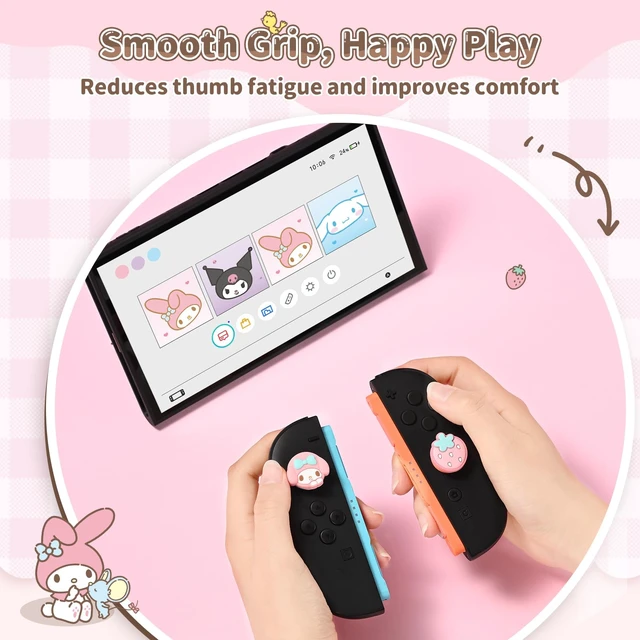 Alt view image 5 of 7 - Thumb Grip Caps Compatible with Nintendo Switch 2, Silicone Joystick Grip Caps for Switch 2025, 4pcs, MLD Bunny Style, Pink