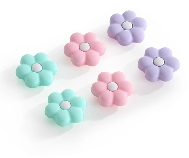 Main image of Thumb Grip Caps Compatible with Nintendo Switch, Cozy Daisy Jostick Caps for Nintendo Switch Lite/OLED, Floral Silicone Joycon Grips Cover Switch Accessories-6PCS Pastel Pink Purple Cozy Gaming
