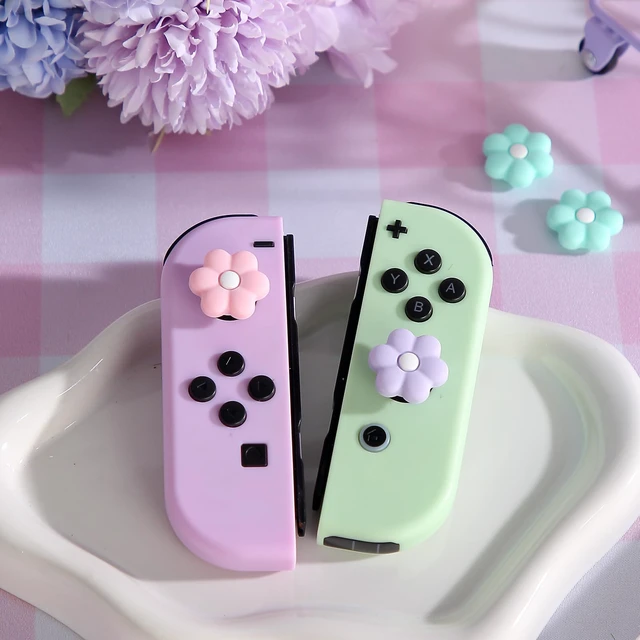 Alt view image 6 of 6 - Thumb Grip Caps Compatible with Nintendo Switch, Cozy Daisy Jostick Caps for Nintendo Switch Lite/OLED, Floral Silicone Joycon Grips Cover Switch Accessories-6PCS Pastel Pink Purple Cozy Gaming