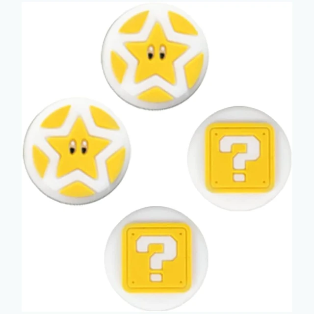 Main image of Cute Switch Thumb Grip Caps Compatible with Nintendo OLED/Lite Console, Kawaii Soft Skin Silicone 3D Analog Stick Button Cover for NS Joycon Controller, 4PCS Joystick Cap (Question Block)