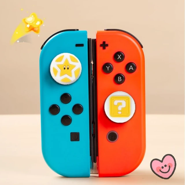 Alt view image 2 of 6 - Cute Switch Thumb Grip Caps Compatible with Nintendo OLED/Lite Console, Kawaii Soft Skin Silicone 3D Analog Stick Button Cover for NS Joycon Controller, 4PCS Joystick Cap (Question Block)