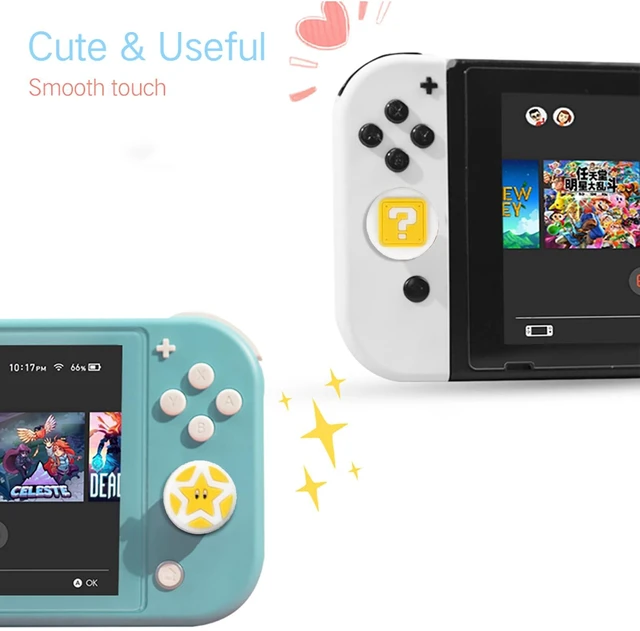 Alt view image 3 of 6 - Cute Switch Thumb Grip Caps Compatible with Nintendo OLED/Lite Console, Kawaii Soft Skin Silicone 3D Analog Stick Button Cover for NS Joycon Controller, 4PCS Joystick Cap (Question Block)