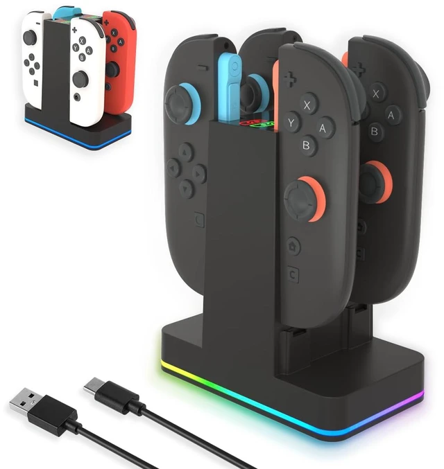 Main image of Switch 2 JoyCon Charging Dock for Nintendo Switch 1/2 Controller | JoyCon Charger for Nintendo Charging Station with RGB Light - 4 in 1 Charge Switch 1/2 with Power Cord Nintendo Accessories