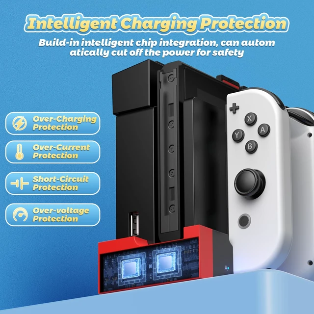 Alt view image 6 of 7 - Switch Controller Charger with 28 Slots for Switch for Joy-Cons | 6-in-1 Fast Controller Charging Dock, Storage 28 Game Card Slots, Joypad Charger Station Stand Accessories, LED Indicator