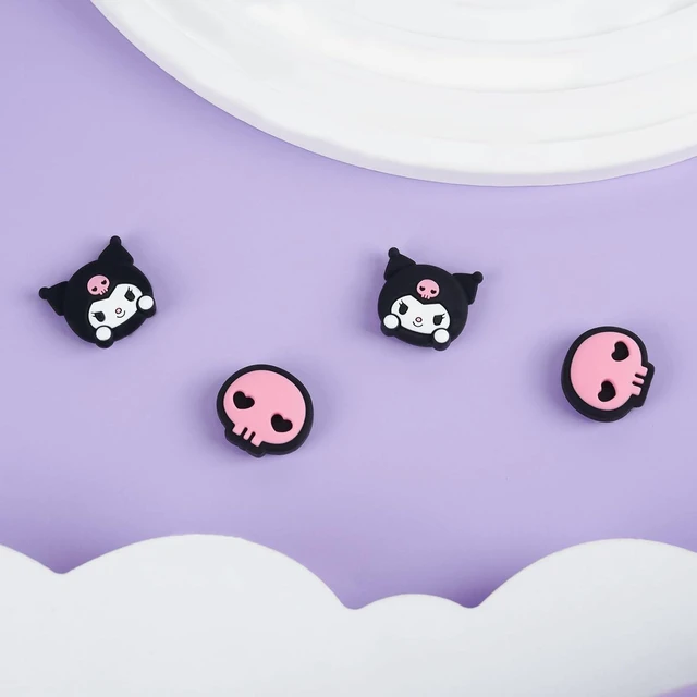 Alt view image 6 of 7 - 4PCS Thumb Grips Caps Compatible with Switch/OLED/Lite, Kawaii Charactor Thumbs Grip, Soft Silicone Switch Joystick Cover for JonCon, KLM Skull Style, Black & Purple