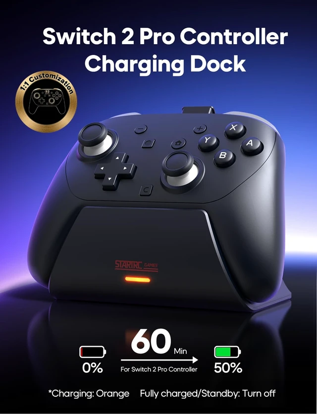 Alt view image 2 of 7 - Charging Dock for Nintendo Switch 2 Pro Controller | LED Indicator and Pin-Contact Precision, Portable Fashion Charging Station (Only for Official Switch 2 Pro Controller)